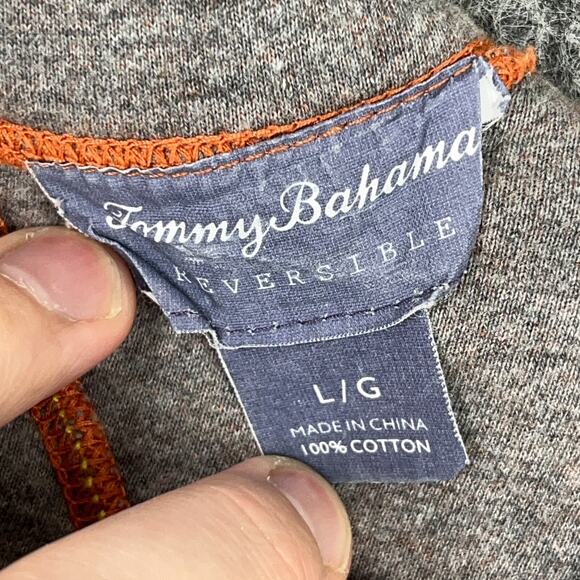 Tommy Bahama Sweater Mens Large Orange Reversible Heavyweight Quarter Zip Ribbed - Picture 8 of 11
